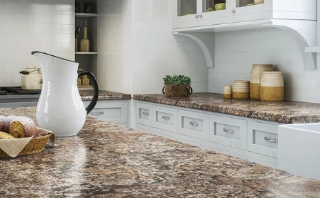 Granite countertops in white kitchen